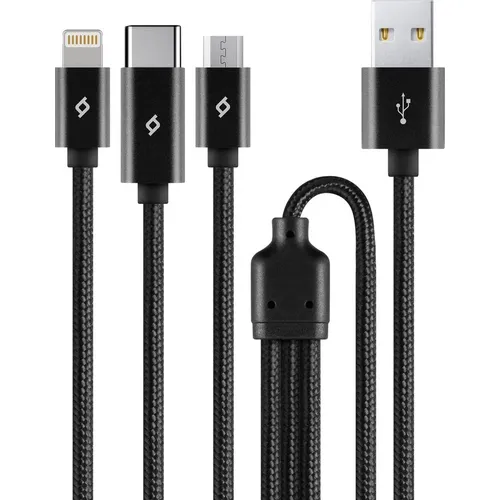 Кабель TTEC 2DK39S, Lightning (m)/USB Type-C (m)/micro USB (m) - USB (m), 1м, MFI, 2.1A, черный