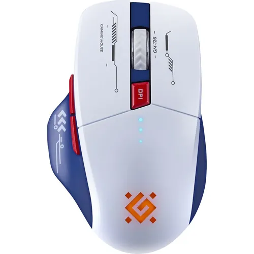 Мышь беспроводная Defender Tisa GM-126, игровая, Bluetooth/Радио, оптическая, USB, 1600dpi, белый и синий [52126]