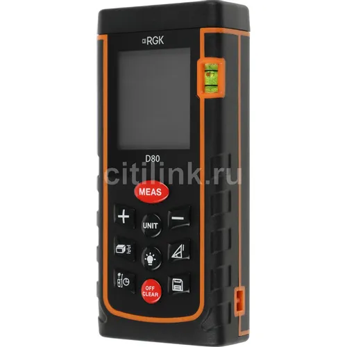 Лазерный дальномер RGK D80, 2 класс лазера, 635нм, луч красный [4610011871832]
