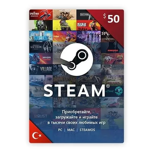 Пополнение игровой валюты STEAM 50 USD, регион: Турция