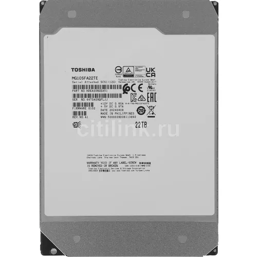 Жесткий диск Toshiba MG10SFA22TE, 22ТБ, HDD, SAS 3.0, 3.5"