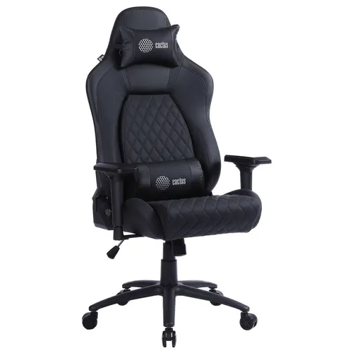 Кресло игровое Cactus CS-CHR-130, экокожа, до 120кг, регулируемые 4D подлокотники, черный