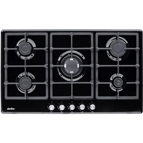 Газовая варочная панель Simfer H90W51B572, 5 конфорок, эмалированная сталь, белый