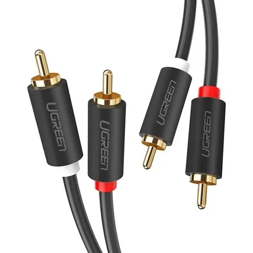 Кабель UGREEN AV104, 2хJack 3.5 (f) - 2хJack 3.5 (f), 3м, черный [10519]