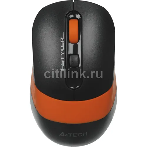 Мышь беспроводная A4TECH Fstyler FG10, радио, оптическая, USB, 2000dpi, черный и оранжевый [fg10 orange]