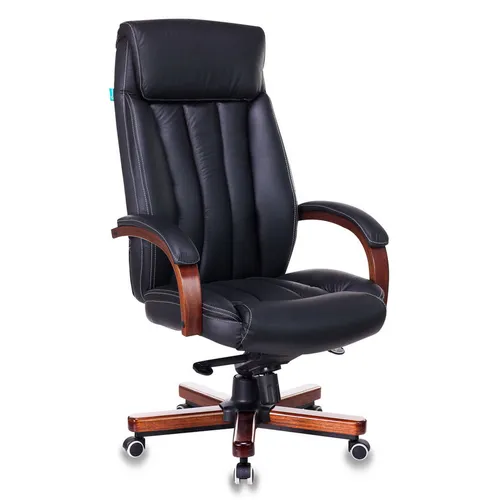 Кресло руководителя Бюрократ T-9922WALNUT, кожа, до 200кг, черный