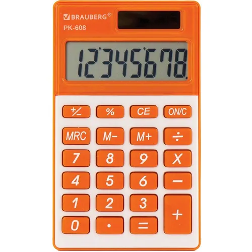 Калькулятор BRAUBERG PK-608-RG, 8-разрядный, оранжевый