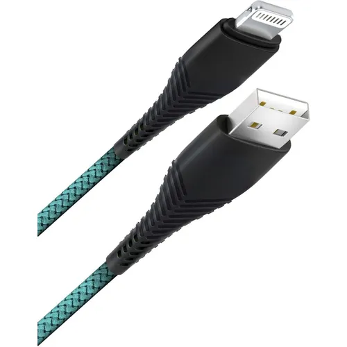 Кабель BORASCO Fishbone, Lightning (m) - USB (m), 1м, 3A, мятный [38510]