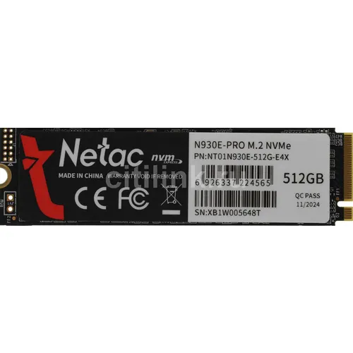 SSD накопитель NETAC N930E Pro NT01N930E-512G-E4X 512ГБ, M.2 2280, PCIe 3.0 x4, NVMe, M.2
