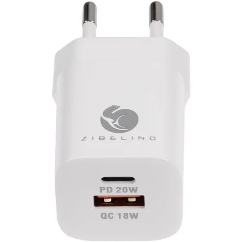 Сетевое зарядное устройство ZIBELINO MC-UA-QC, USB-A, USB-C, 20Вт, 3A, белый [zc-mc-ua-qc-18w-uc-pd-20w-wht]