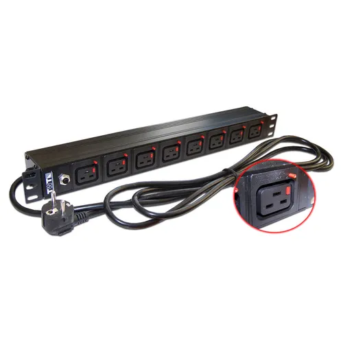 Блок распределения питания LanMaster TWT-PDU-16A8C9L-3.0, вертикал.размещ., C19Х8, Тип вход. тока 16A, 3м