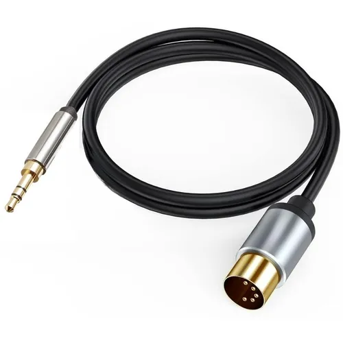 Кабель соединительный аудио PREMIER 5-336 1.5, Jack 3.5 (m) - DIN 5-pin (m), медный, 1.5м, GOLD, черный/серый
