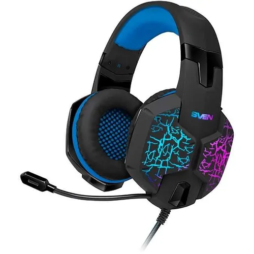 Гарнитура игровая Sven AP-U980MV, для компьютера, мониторные, проводные, черный / синий [sv-015633]