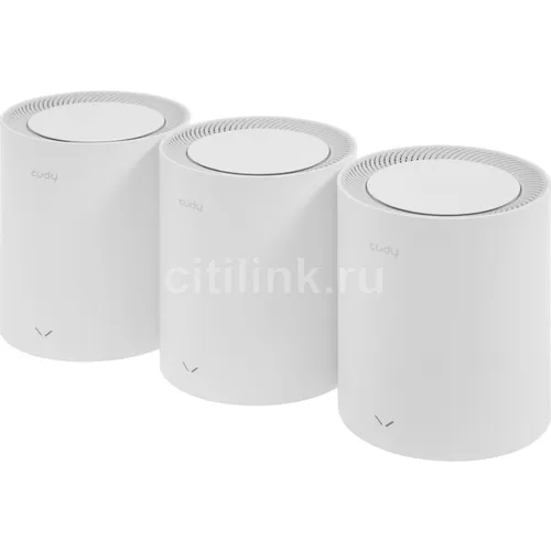Бесшовный Mesh роутер CUDY M1800, Wi-Fi 6, AX1800, 2.4/5ГГц, 1 LAN, белый, 3 шт. в комплекте [m1800(3-pack)]