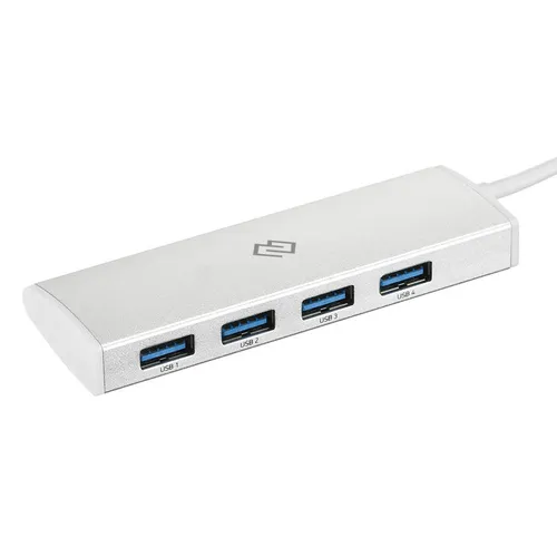 Хаб (разветвитель) Digma HUB-4U3.0-UC-S, серебристый