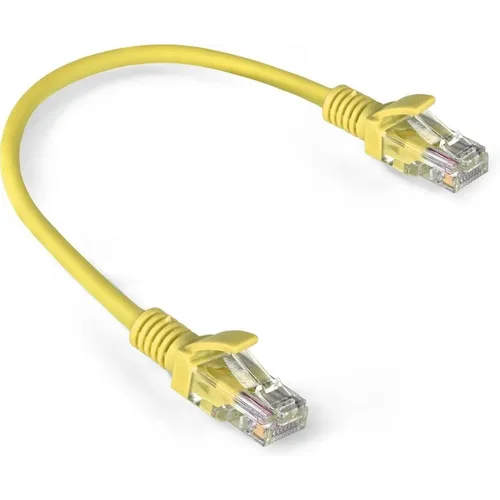 Патч-корд EXEGATE UTP-RJ45-RJ45-5e-0,3M-YL UTP, кат.5E, 0.3м, 4 пары, алюминий омедненный, многожильный, желтый