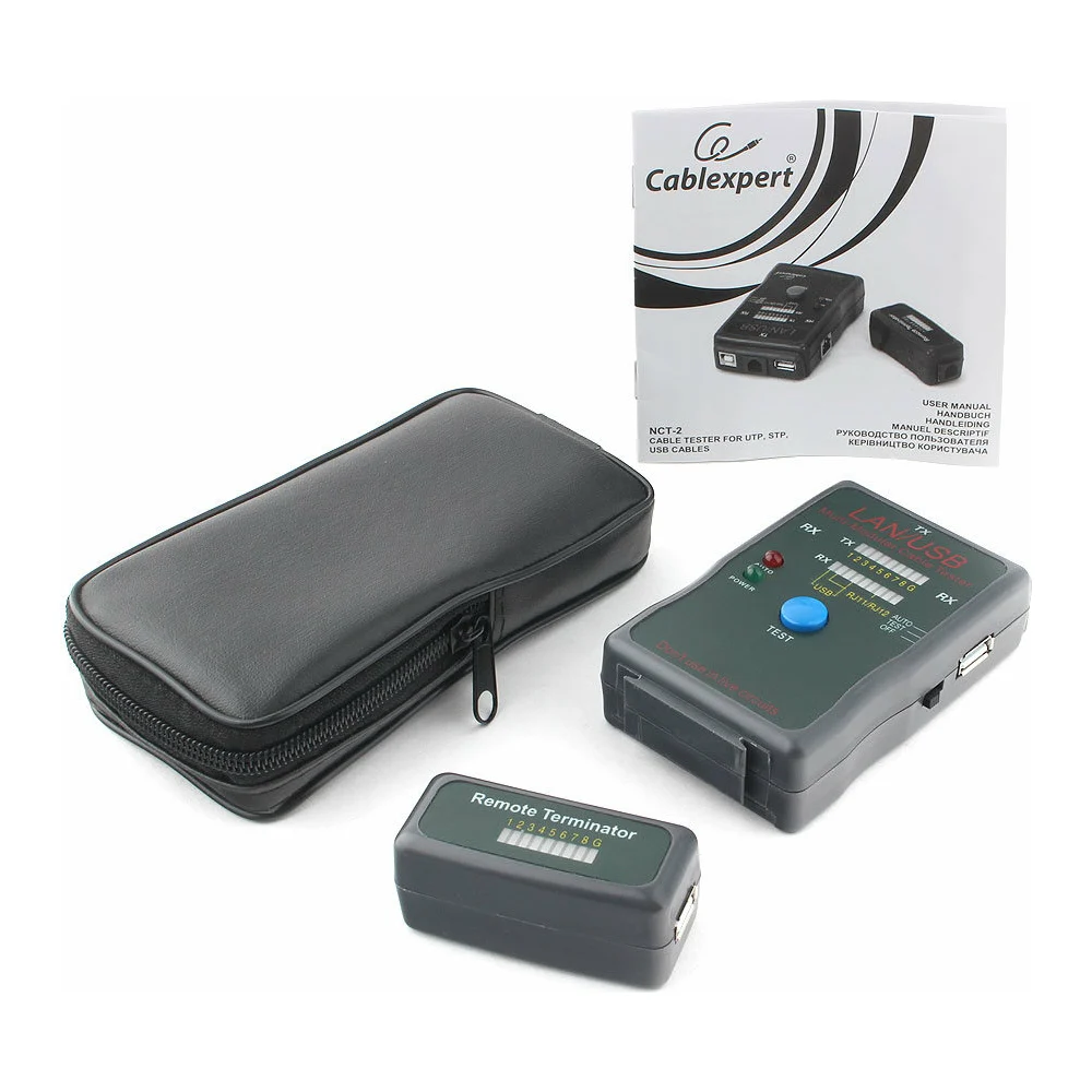 Тестер LAN для UTP, STP, RJ-11, USB-кабеля Cablexpert 100/1000 Base-TX NCT-2