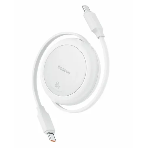 Кабель BASEUS Free2Pull Mini, USB Type-C (m) - USB Type-C (m), 1м, плоский, 3A, белый