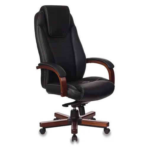 Кресло руководителя Бюрократ T-9923WALNUT, кожа, до 200кг, черный