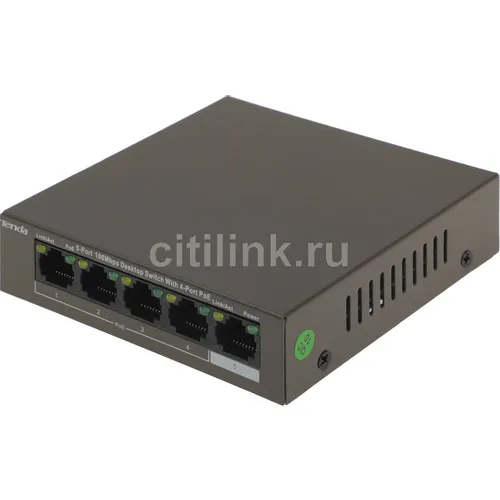 Коммутатор TENDA TEF1105P-4-38W, неуправляемый
