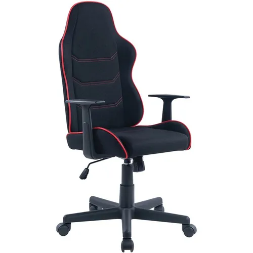 Кресло игровое HELMI Red line, ткань, до 120кг, топ-ган, фиксированные подлокотники, черно-красный