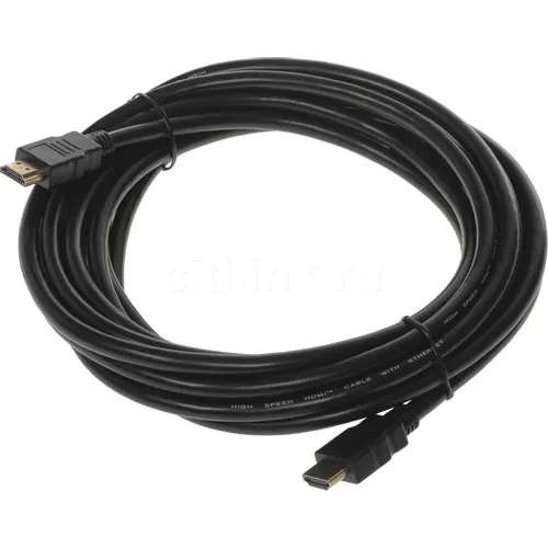 Кабель аудио-видео Cactus CS-HDMI.1.4-5, HDMI (m) - HDMI (m), ver 1.4, 5м, GOLD, черный