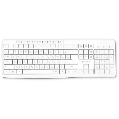 Клавиатура Oklick K225W, беспроводная, USB, Радиоканал, мембранная, белый [1875235]