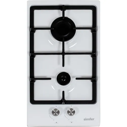 Газовая варочная панель Simfer H30V20W570, 2 конфорки, эмалированная сталь, белый