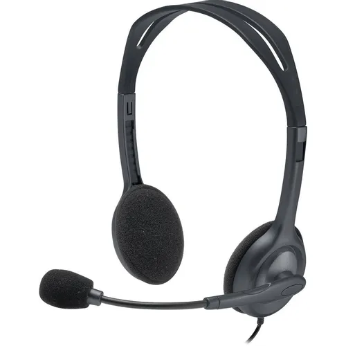 Гарнитура Logitech H111, для контактных центров, накладные, проводные, серый [981-000593]
