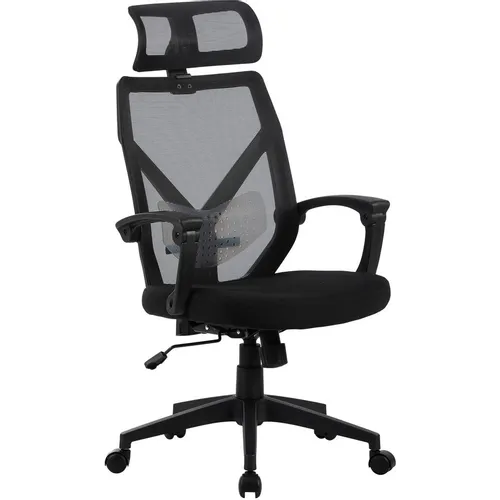 Кресло Cactus CS-MC414, сетка/ткань, до 100кг, топ-ган, шарнирные подлокотники, черный