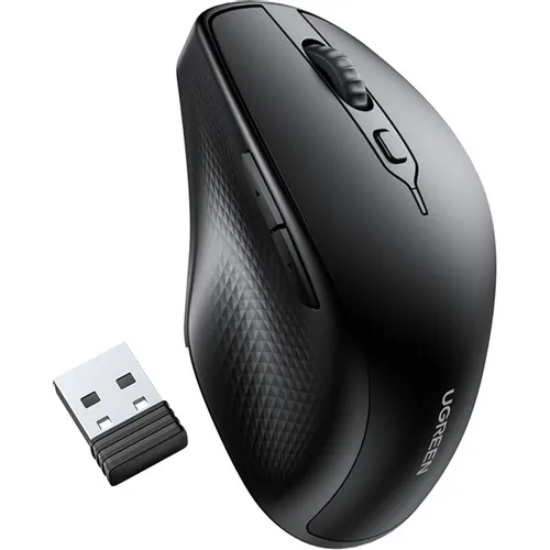 Мышь беспроводная UGREEN MU101, Bluetooth/Радио, оптическая, USB, 4000dpi, черный [90395]