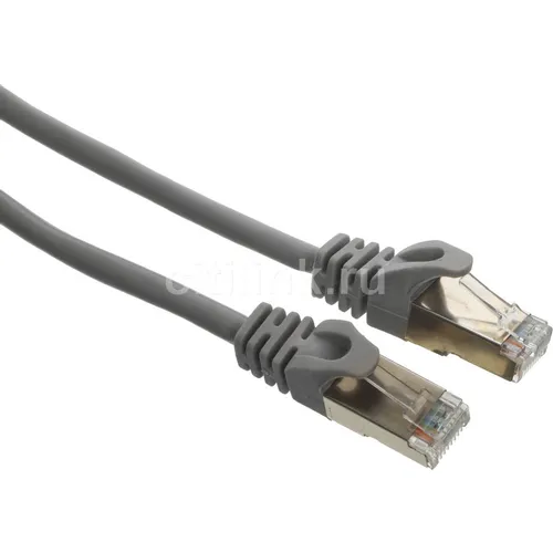 Патч-корд EXEGATE FTP-RJ45-RJ45-C5e-CU-5M-GY FTP, кат.5E, 5м, 4 пары, медь, многожильный, серый