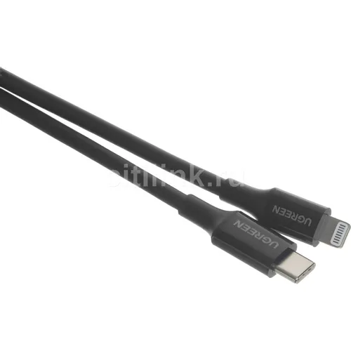 Кабель UGREEN 60752, Lightning (m) - USB Type-C (m), 2м, MFI, черный