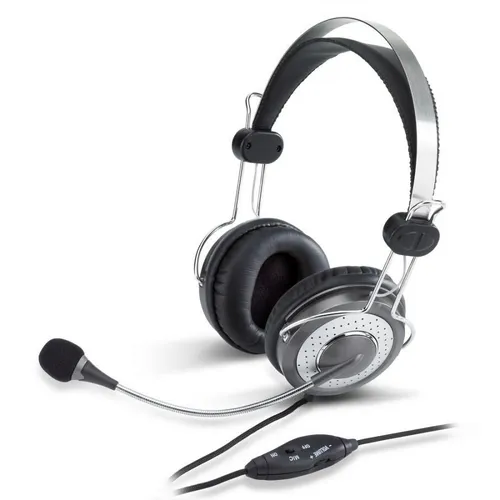 Гарнитура Genius HS-04SU, для компьютера, накладные, проводные, серый [31710045100]