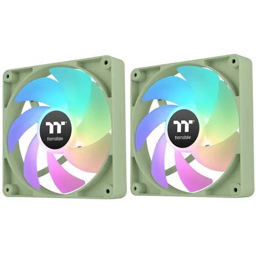 Вентилятор Thermaltake CT140 Sync Matcha 2шт, 140мм, 4-pin, 1500об/мин, 30.5 дБ, ARGB, зеленый, Ret [cl-f203-pl14mg-a]