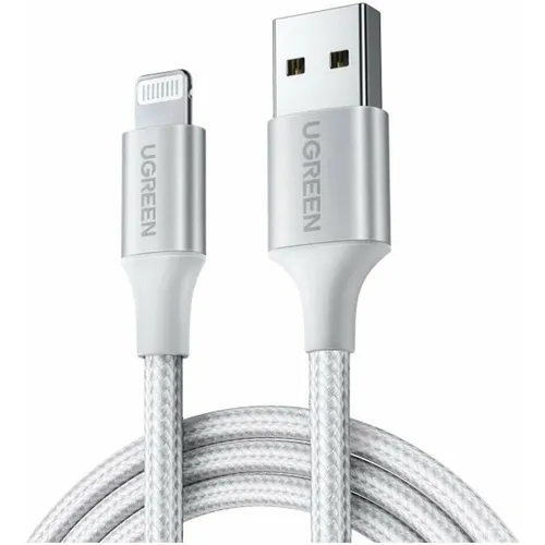 Кабель UGREEN US199, Lightning (f) - USB (m), 1м, MFI, 2.4A, серебристый [60161]