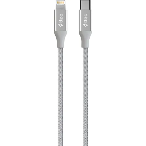 Кабель TTEC 2DK41G, Lightning (m) - USB Type-C (m), 1.5м, MFI, серебристый