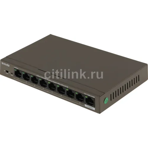 Коммутатор TENDA TEF1109P-8-63W, неуправляемый