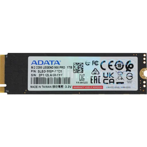 SSD накопитель A-Data Legend 900 Pro SLEG-900P-1TCS 1ТБ, M.2 2280, PCIe 4.0 x4, NVMe, M.2