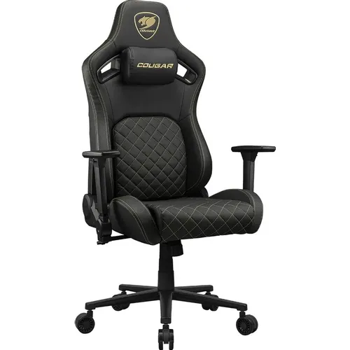 Кресло игровое COUGAR Defensor Gold, экокожа, до 120кг, топ-ган, регулируемые 4D подлокотники, черный