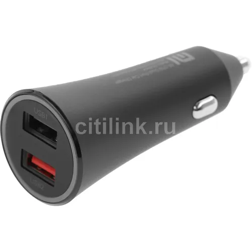 Автомобильное зарядное устройство Xiaomi Mi 37W Dual-Port Car Charger, 2xUSB-A, 37Вт, 3A, черный [gds4147gl]