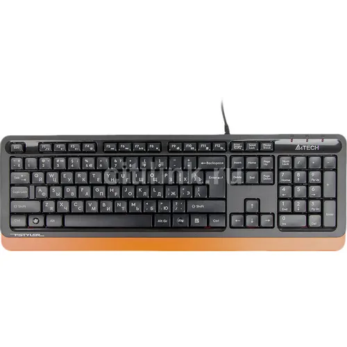Клавиатура A4TECH Fstyler FK10, проводная, USB, мембранная, черный/оранжевый [fk10 orange]