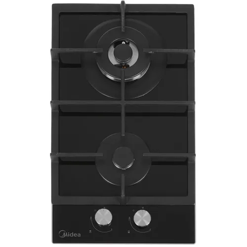 Газовая варочная панель Midea MG3260TGB, 2 конфорки, закаленное стекло, черный