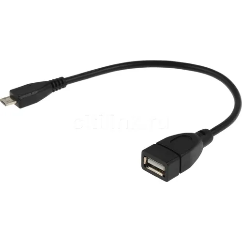 Кабель micro USB (m) - USB (f), 0.2м, черный