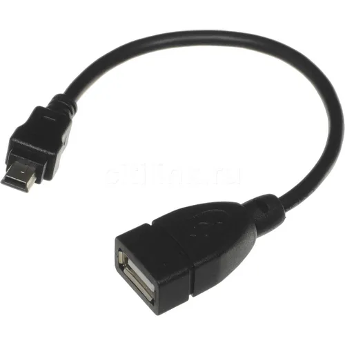 Кабель mini USB (m) - USB (f), 0.2м, 0.8A, черный