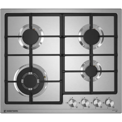 Газовая варочная панель MEFERI Light MGH604, 4 конфорки, нержавеющая сталь, серый