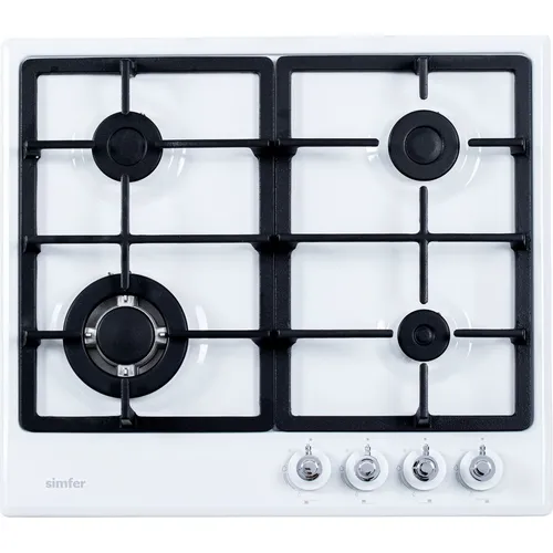 Газовая варочная панель Simfer H60V41W527, 4 конфорки, эмалированная сталь, белый