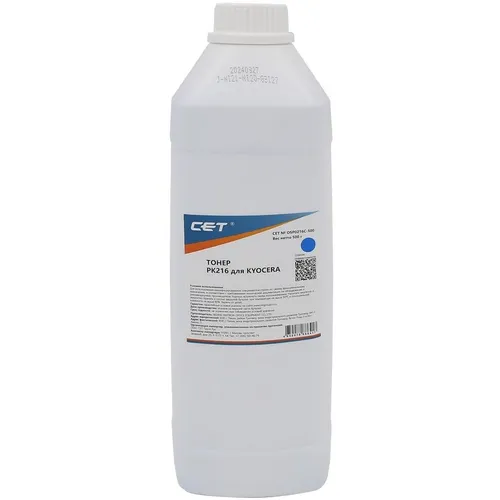Тонер CET PK216, для Kyocera TASKalfa 2552ci/2553ci/3252ci/3253ci/4053ci, голубой, 500грамм, бутылка