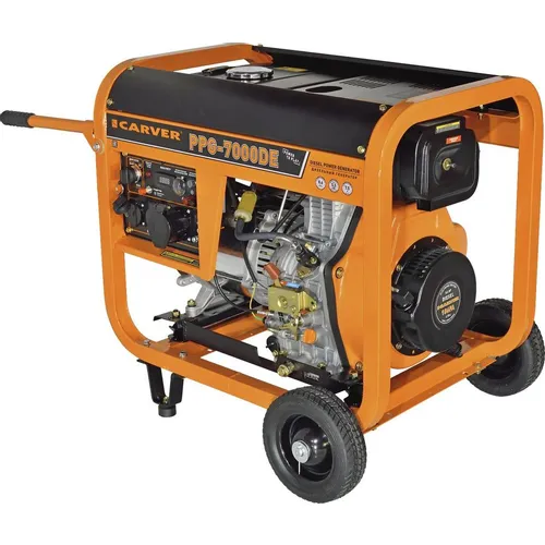 Дизельный генератор CARVER PPG- 7000DE, 220/12 В, 5.5кВт, на колёсах с АКБ [01.020.00023]