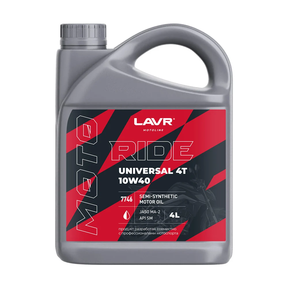 Моторное масло LAVR MOTO RIDE UNIVERSAL 4Т 10W40 SM, 4 л Ln7746
